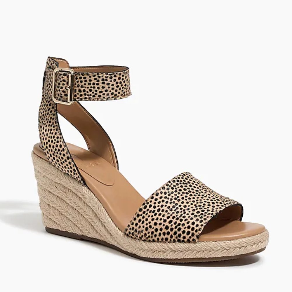 Calf Hair Espadrille Wedge Sandals Size 5.5